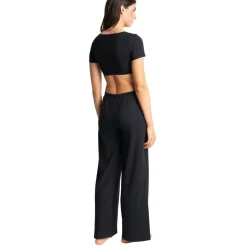 Crop-top manches courtes noir