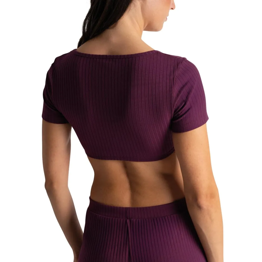 Crop-top manches courtes violet