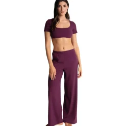 Crop-top manches courtes violet