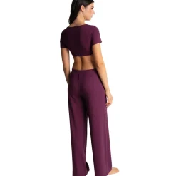 Crop-top manches courtes violet