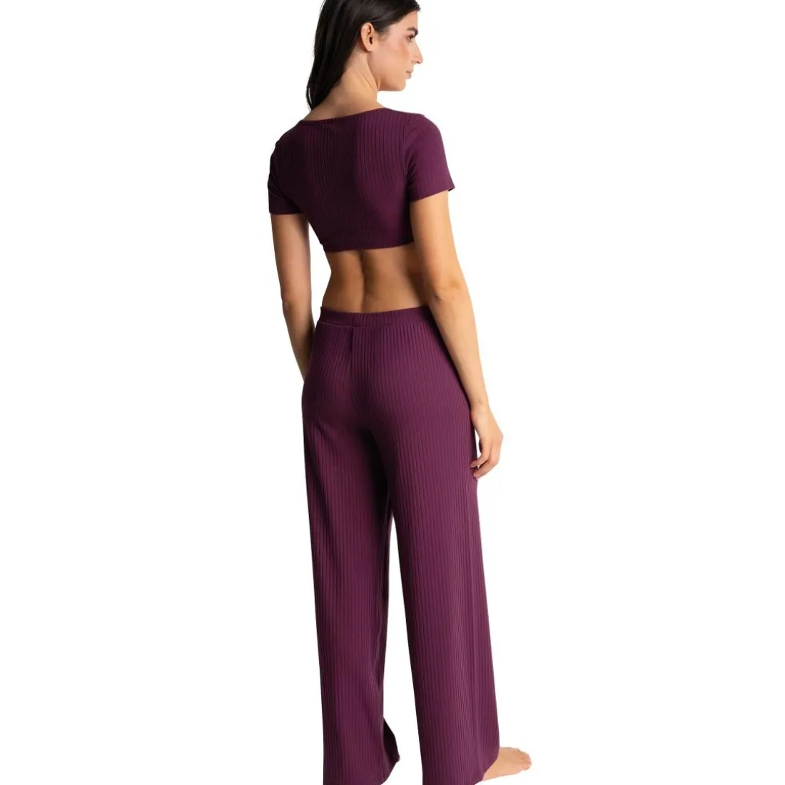 Crop-top manches courtes violet