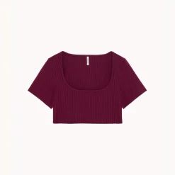 Crop-top manches courtes violet
