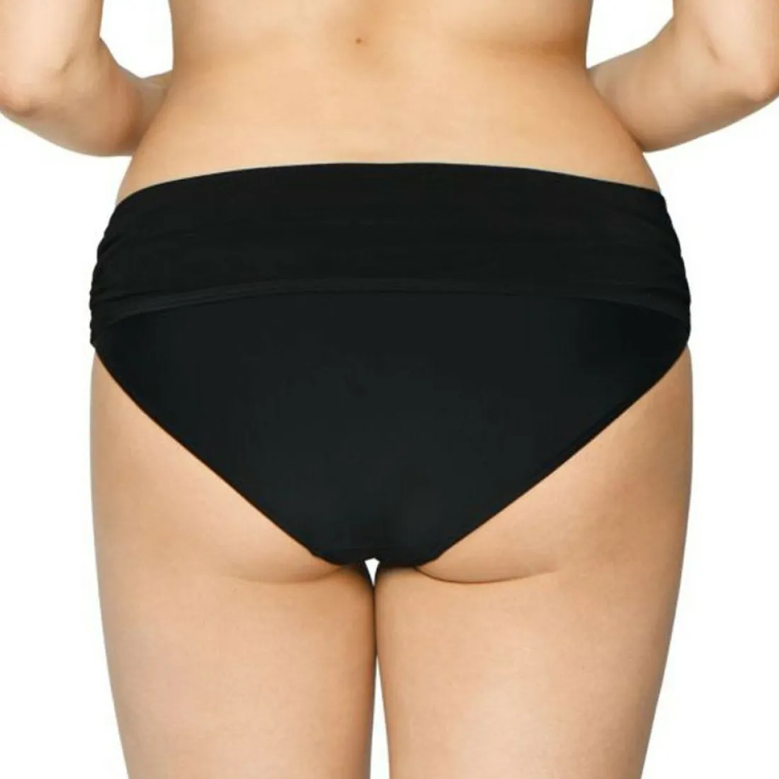 Culotte de bain à revers noir en nylon
