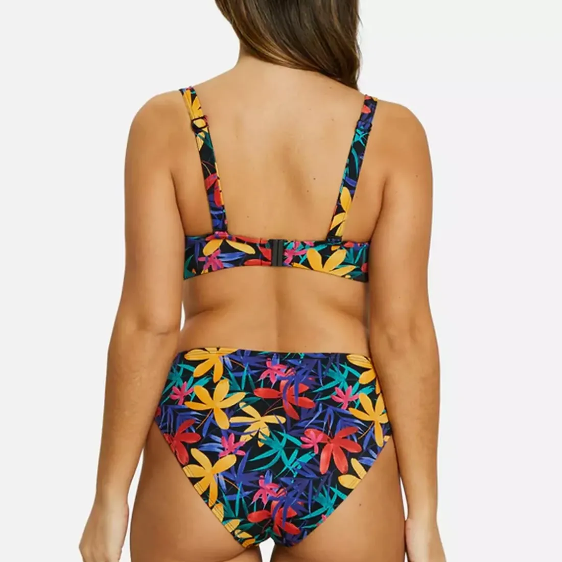 Culotte de bain imprimé feuillage noir