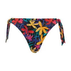 Culotte de maillot de bain taille basse - Noire - Florale