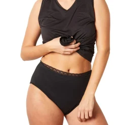Culotte Haute Menstruelle Noire en coton