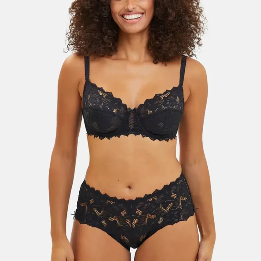 Culotte shorty en dentelle Noir