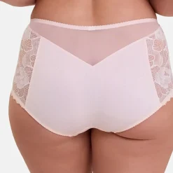 Culotte taille haute détails en dentelle - Rose