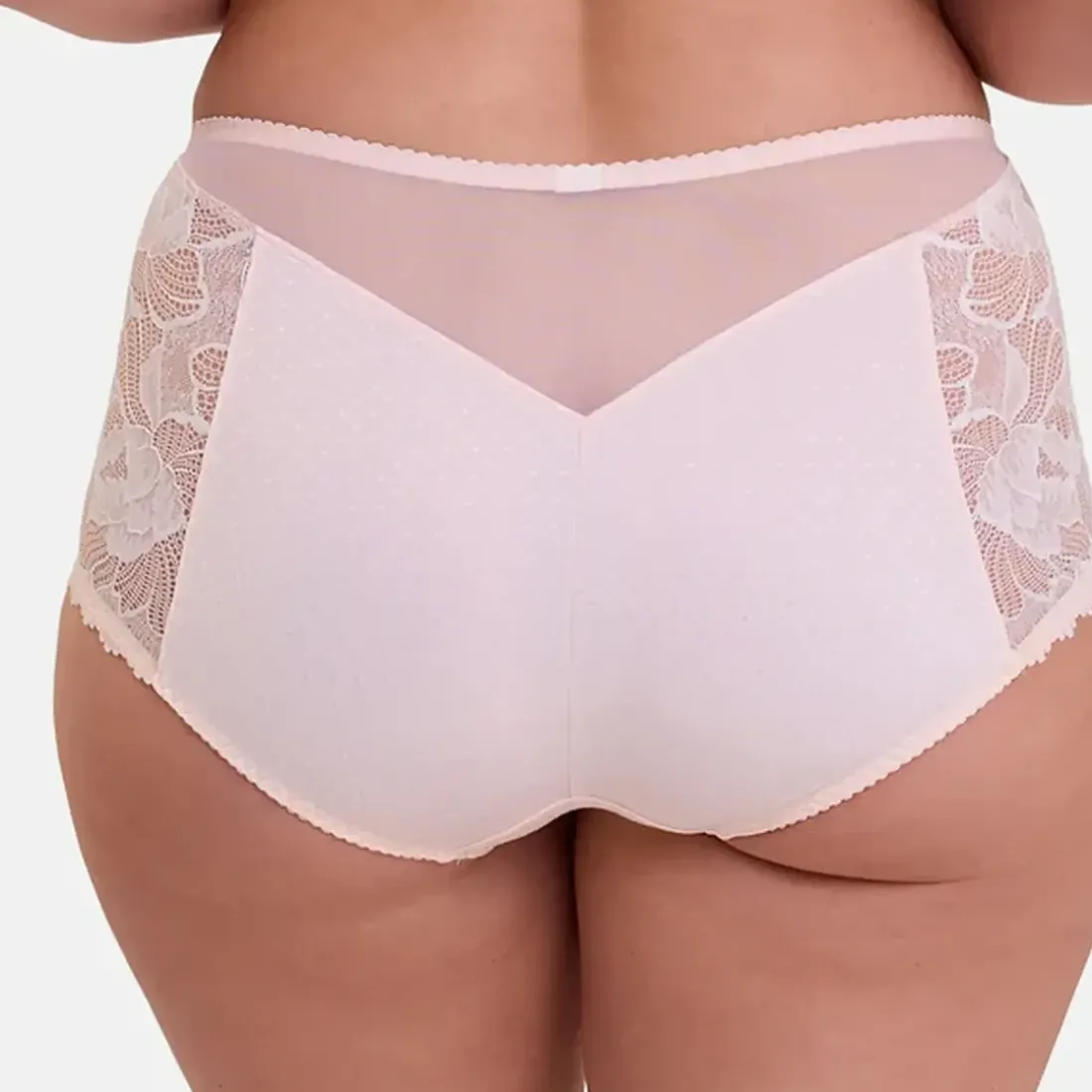 Culotte taille haute détails en dentelle - Rose