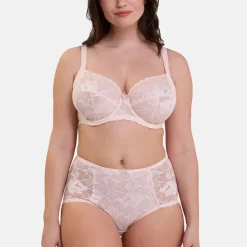 Culotte taille haute détails en dentelle - Rose