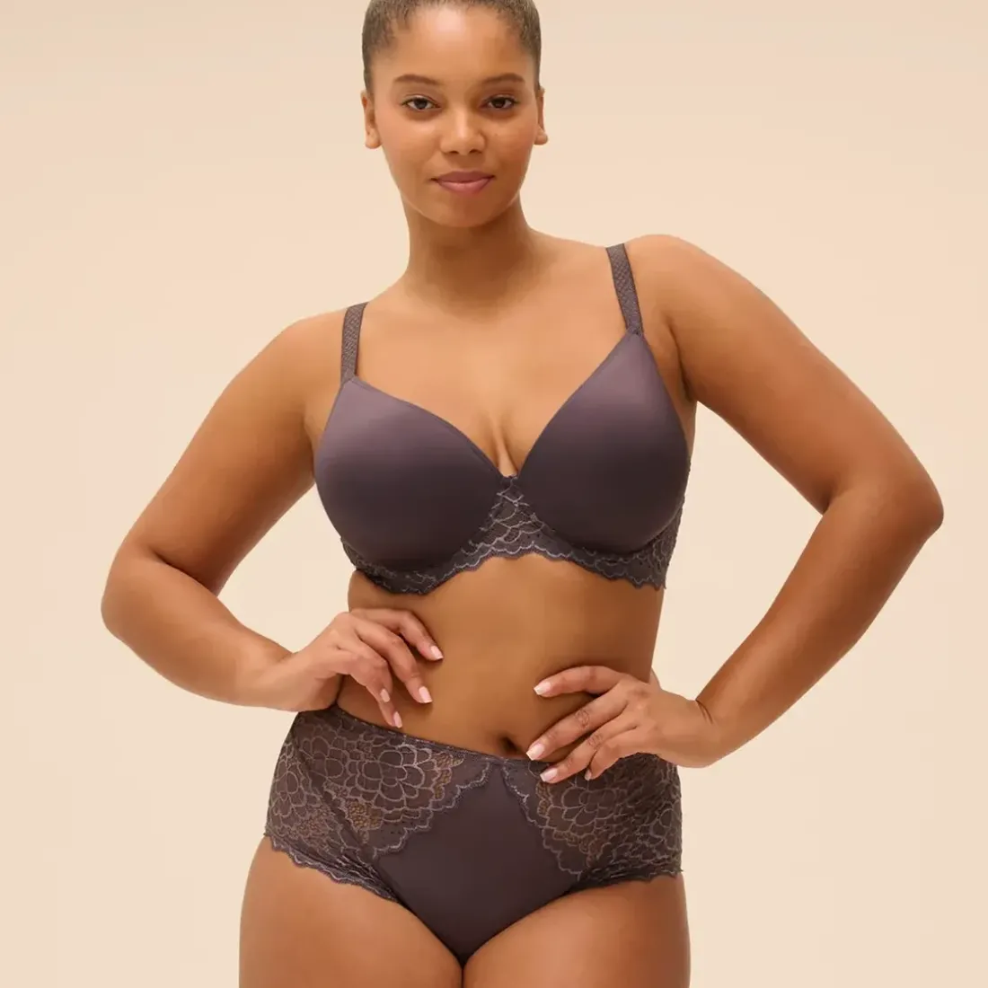 Culotte taille haute gris