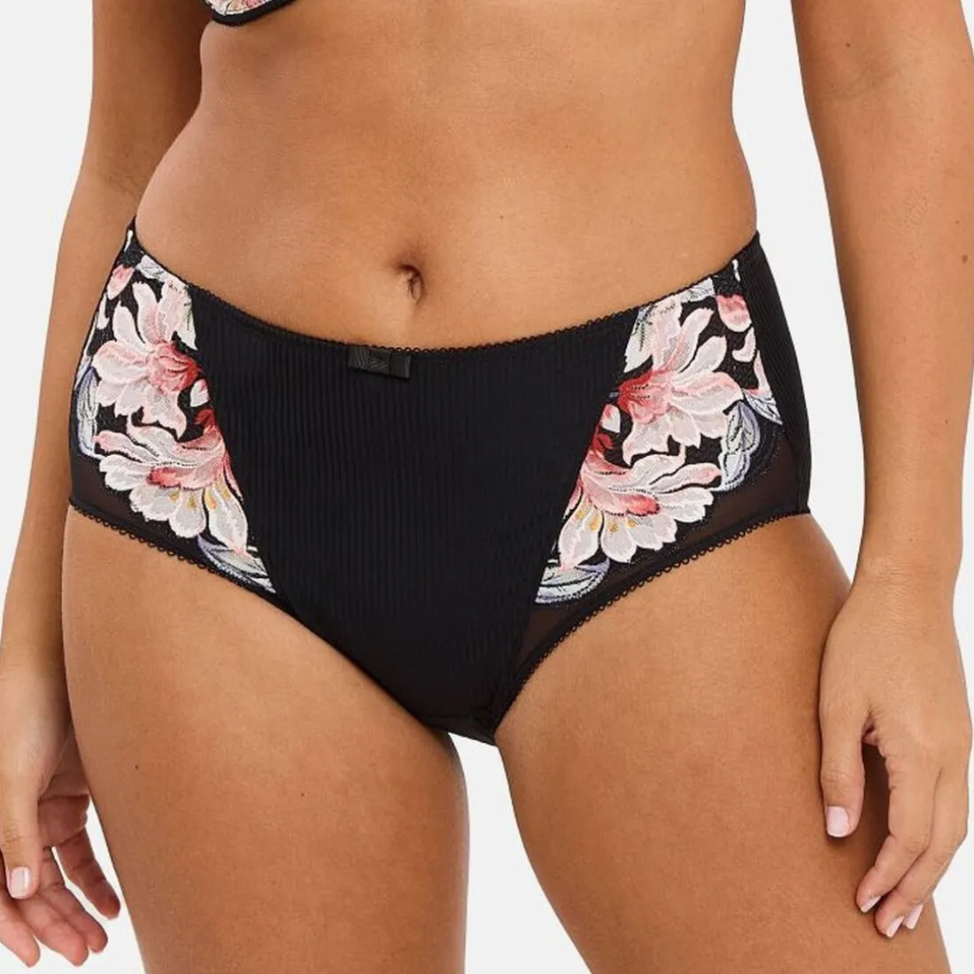 Culotte taille haute Rosa Fantaisie Aquarelle Florale Noire