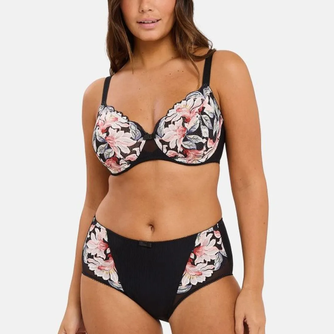 Culotte taille haute Rosa Fantaisie Aquarelle Florale Noire
