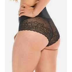 Culotte ventre-plat gainante avec dentelle Noir