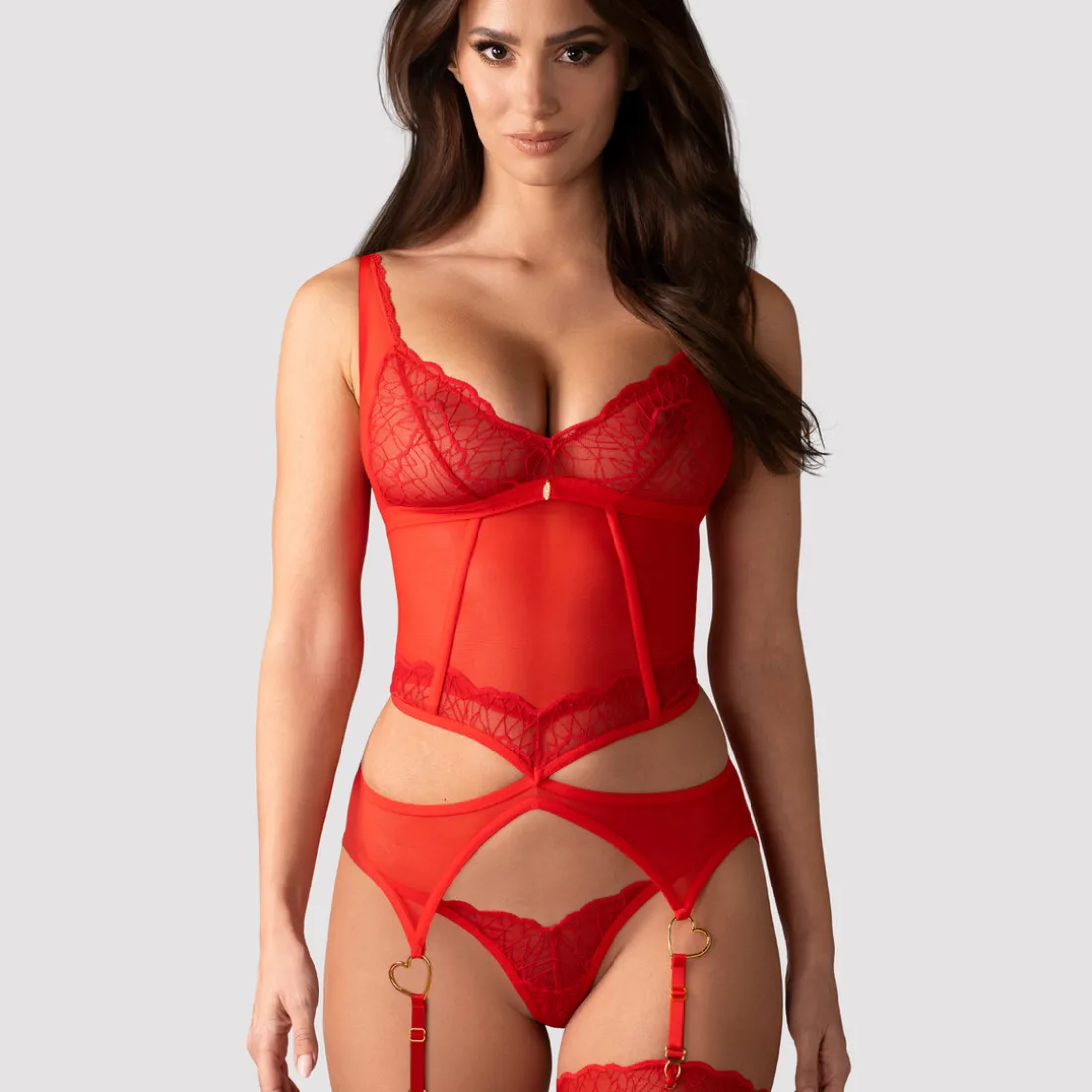 Cupide Desir corset et string Rouge