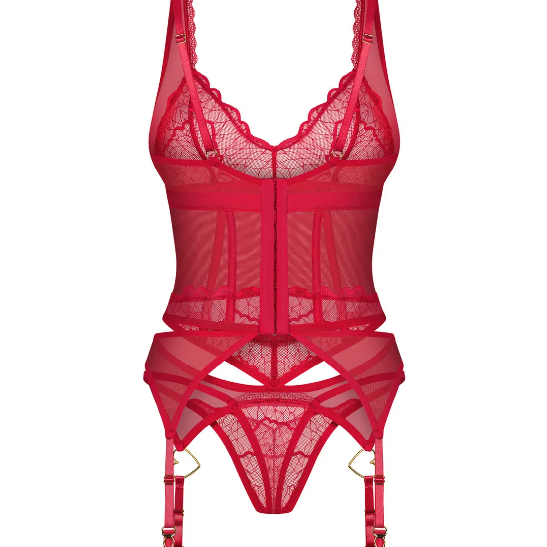 Cupide Desir corset et string Rouge