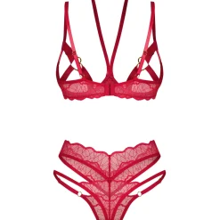 Cupide desir ensemble 2 pièces ouvert Rouge