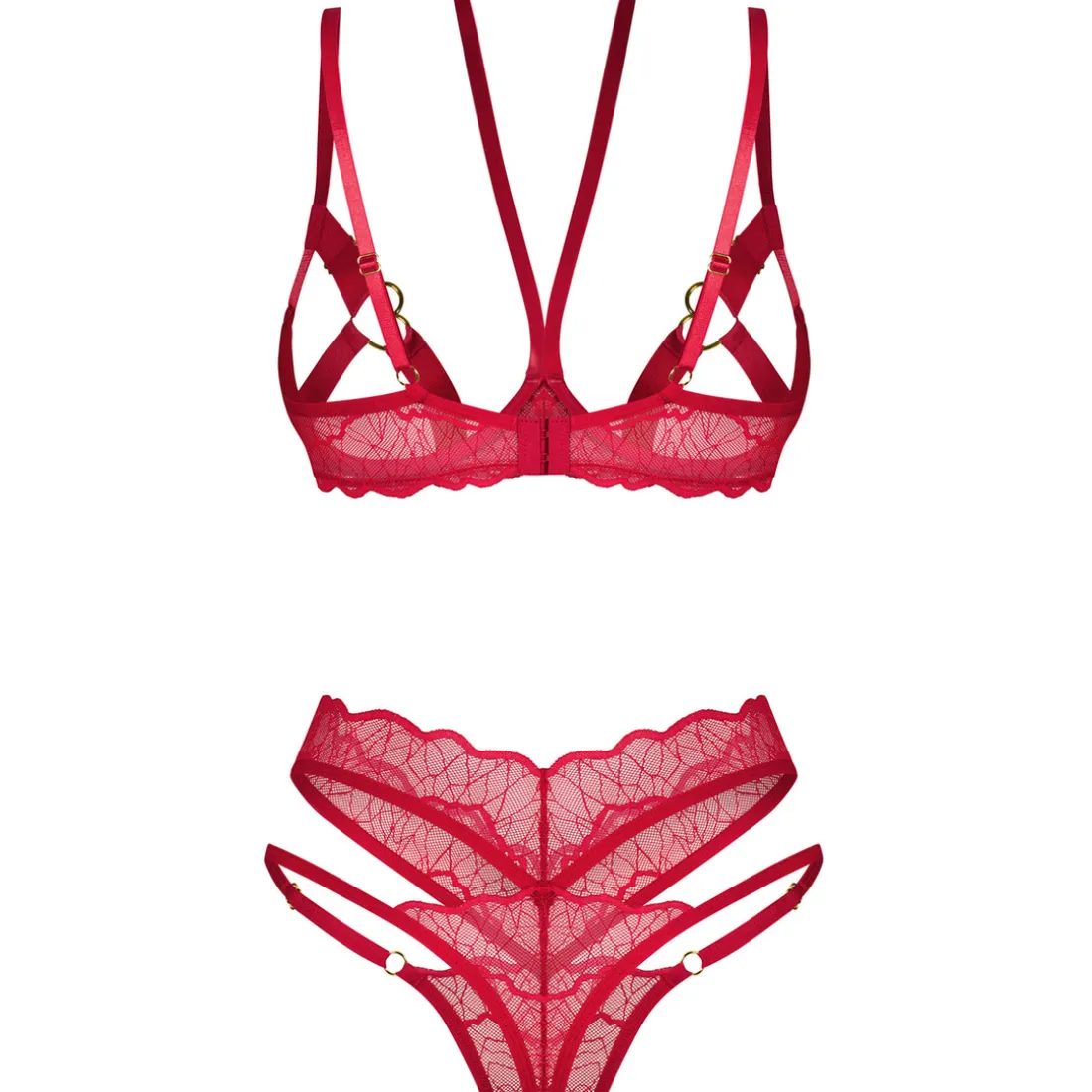 Cupide desir ensemble 2 pièces ouvert Rouge