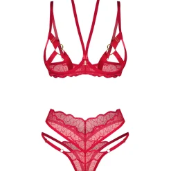 Cupide desir ensemble 2 pièces ouvert Rouge