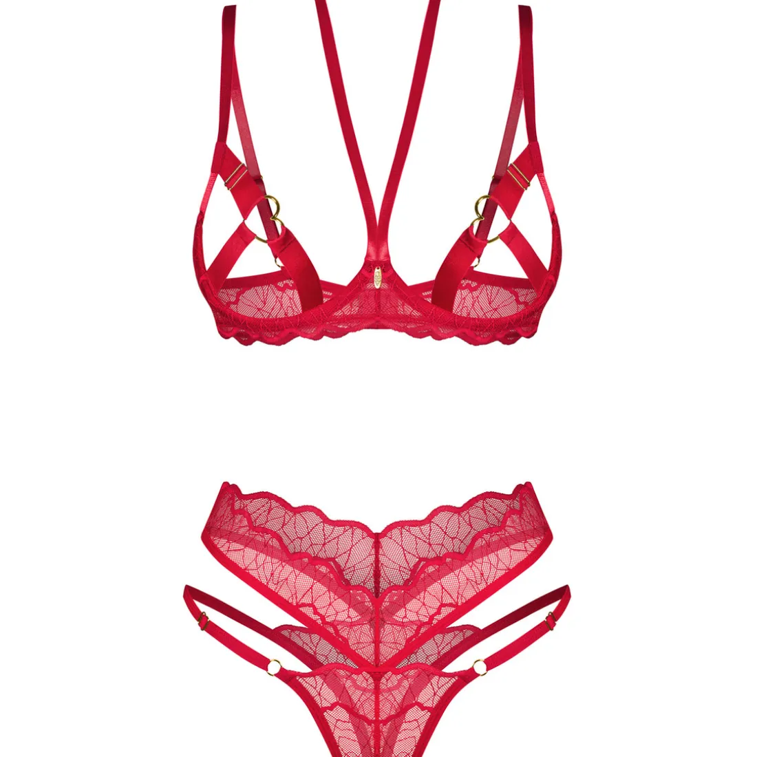 Cupide desir ensemble 2 pièces ouvert Rouge