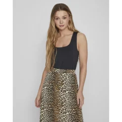 Débardeur bodycon fit col rond noir Léna