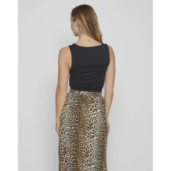 Débardeur bodycon fit col rond noir Léna