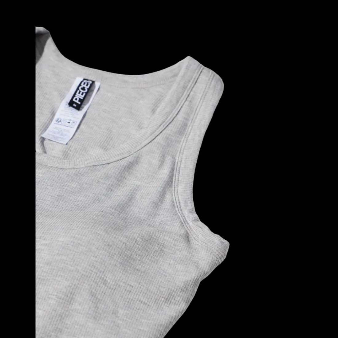 Débardeur col rond gris en viscose