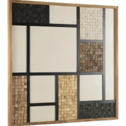 Décoration murale mosaïque tricolore en Pin recyclé SANDY Ecru