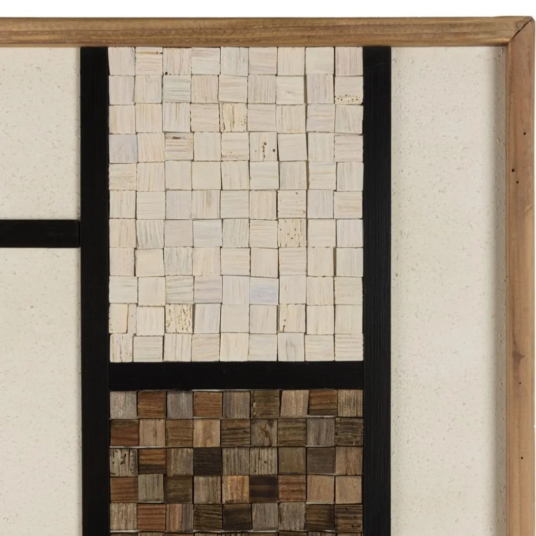 Décoration murale mosaïque tricolore en Pin recyclé SANDY Ecru