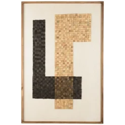Décoration murale mosaïque en Pin recyclé SANDY beige et noir