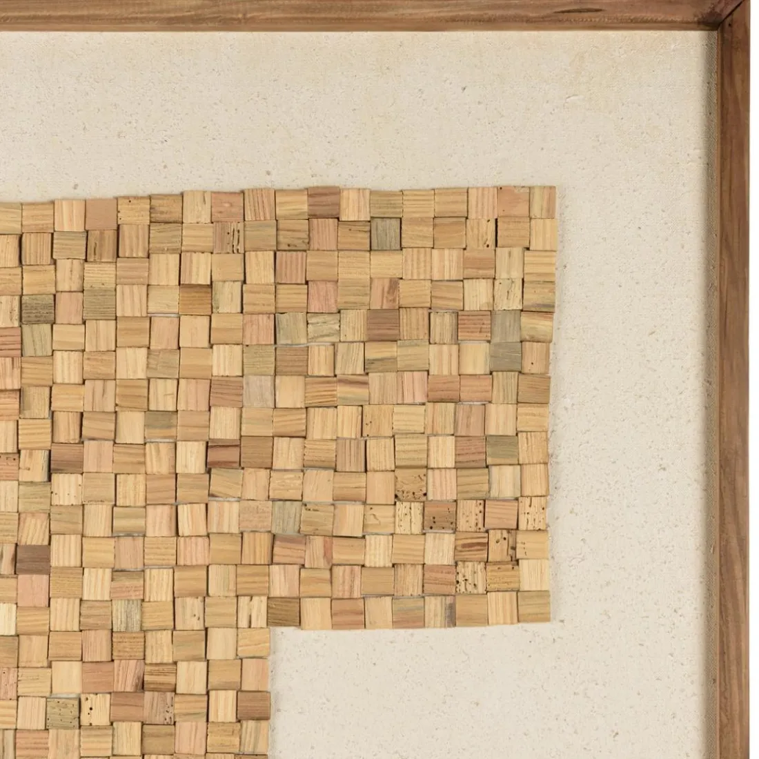 Décoration murale mosaïque en Pin recyclé SANDY beige et noir