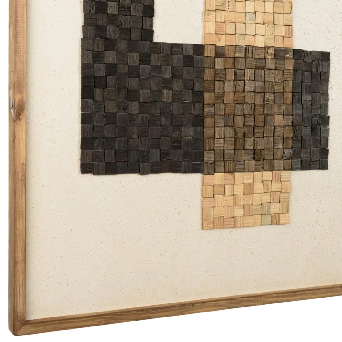 Décoration murale mosaïque en Pin recyclé SANDY beige et noir