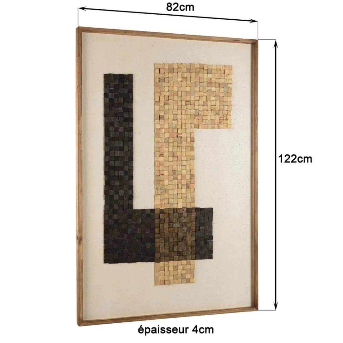 Décoration murale mosaïque en Pin recyclé SANDY beige et noir
