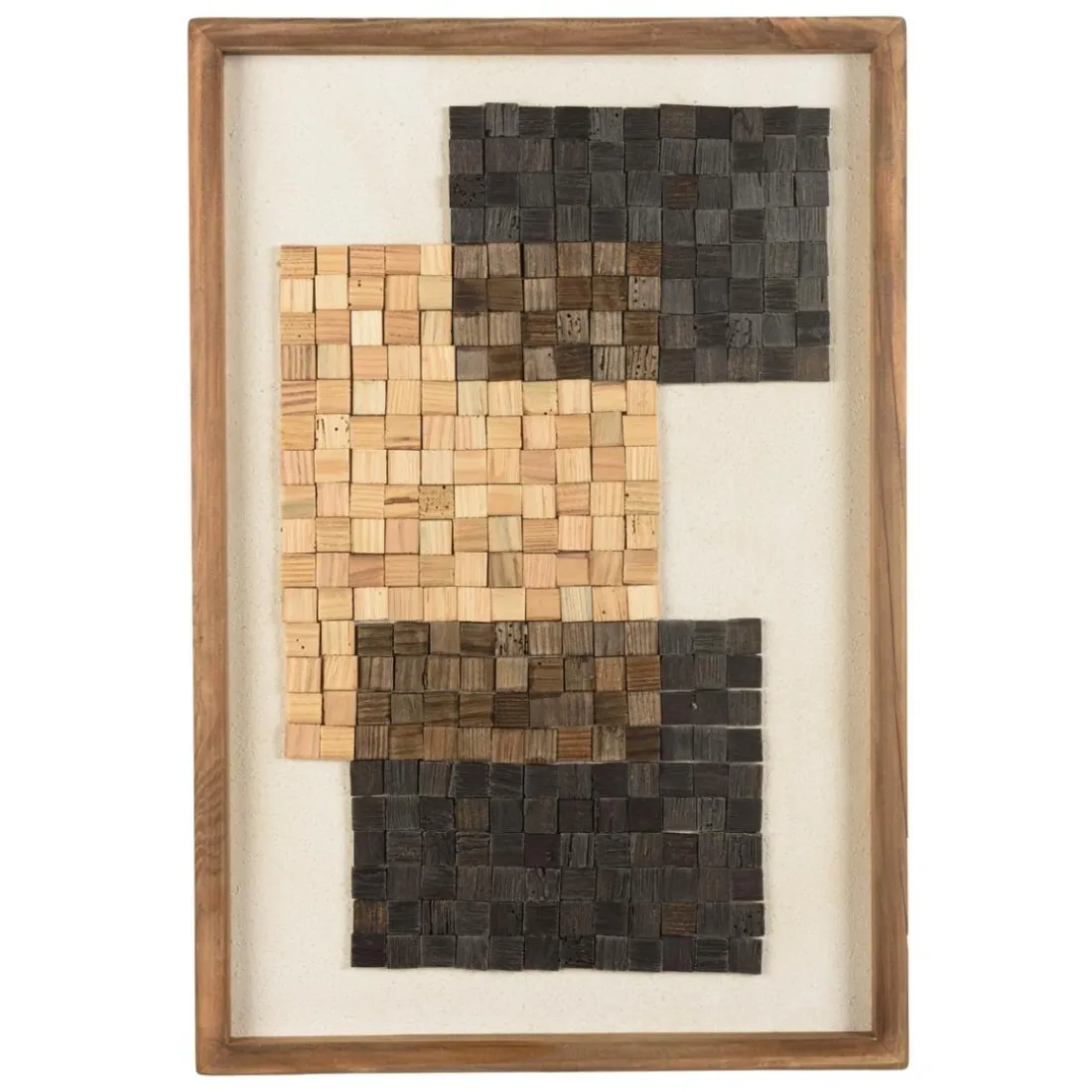Décoration murale n°1 mosaïque en Pin recyclé SANDY beige et noire