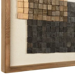 Décoration murale n°1 mosaïque en Pin recyclé SANDY beige et noire