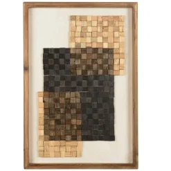 Décoration murale n°2 mosaïque en Pin recyclé SANDY beige et noire