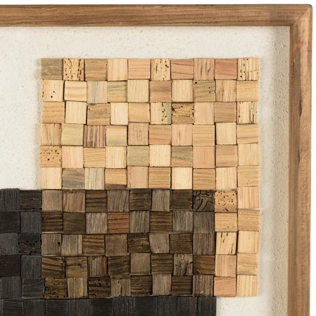 Décoration murale n°2 mosaïque en Pin recyclé SANDY beige et noire
