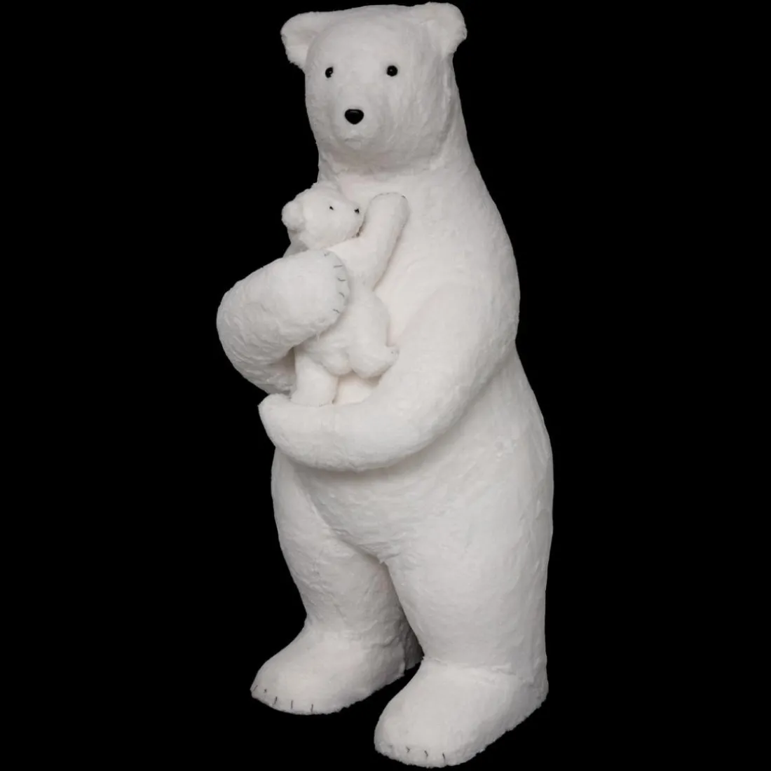 Décoration polyfoam ours avec bébé blanc
