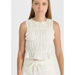 Debardeur fille SABAGI blanc en coton Elia