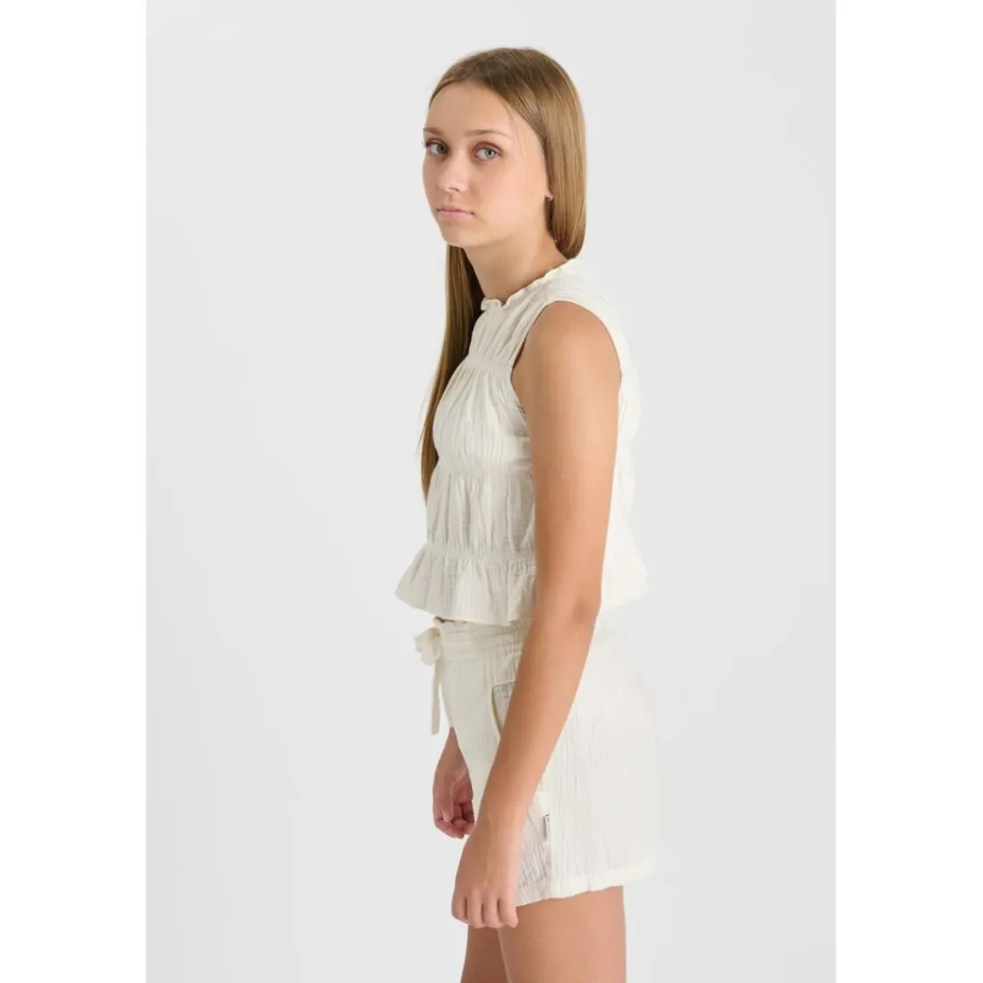 Debardeur fille SABAGI blanc en coton Elia