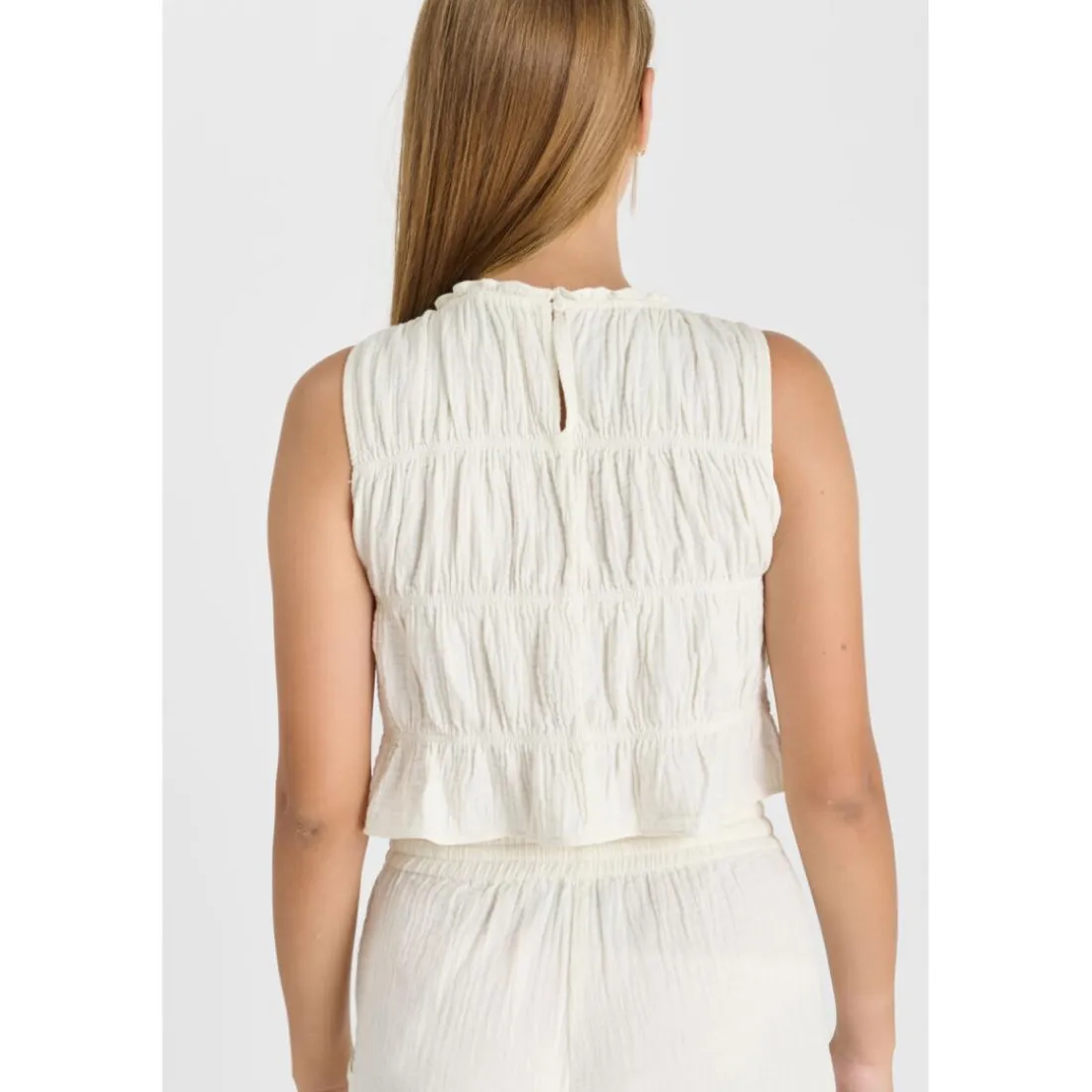 Debardeur fille SABAGI blanc en coton Elia