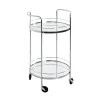Desserte en métal chromé et tablettes en verre miroir