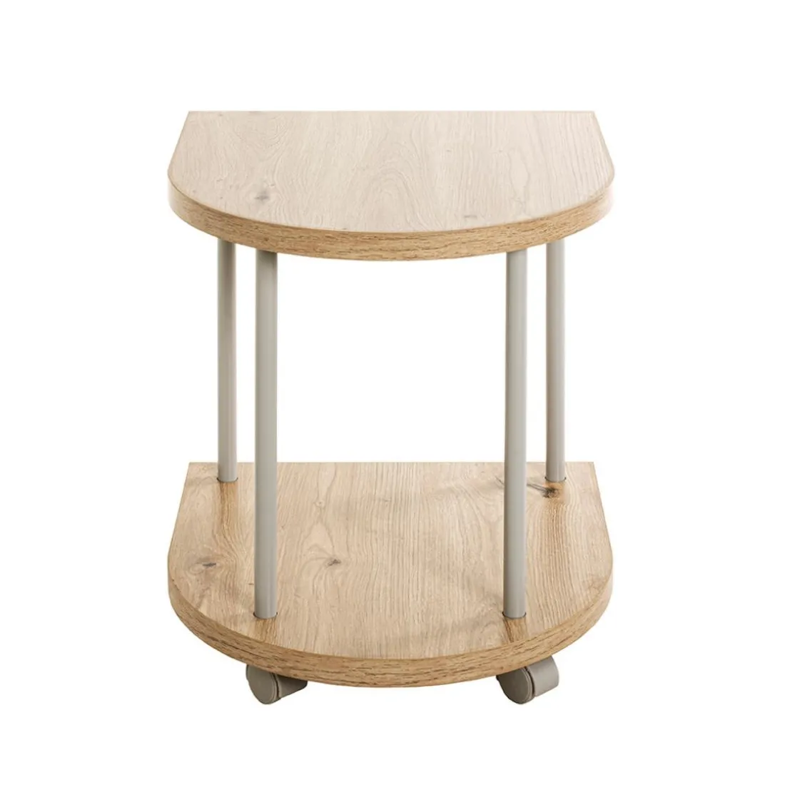 Desserte en métal gris étagères décor chêne