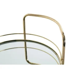 Desserte en métal laitonné et tablettes en verre miroir
