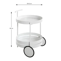 Desserte ronde double plateau blanc