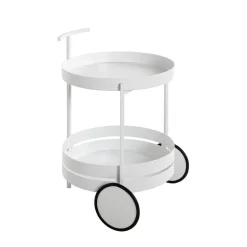 Desserte ronde double plateau blanc