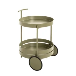 Desserte ronde double plateau vert minéral mat