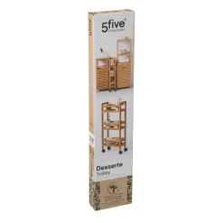 Desserte étroite 3 niveaux à roulettes bambou
