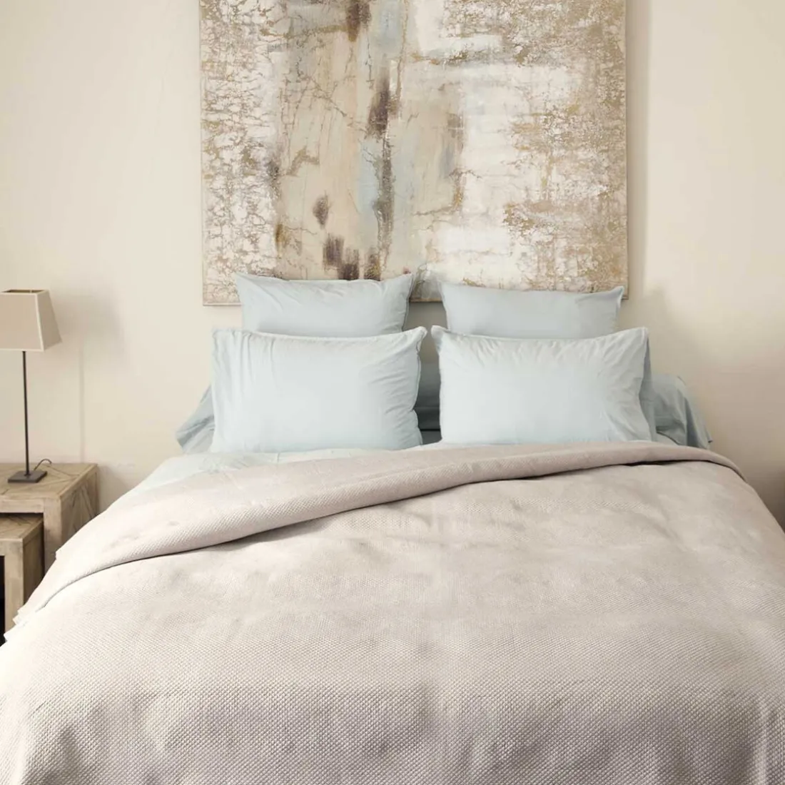 Dessus de lit micro-motif jacquard PERIGORD perle