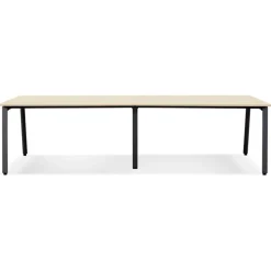 Double bureau bench ou table de réunion 'AMADEUS' en bois finition naturelle et métal noir